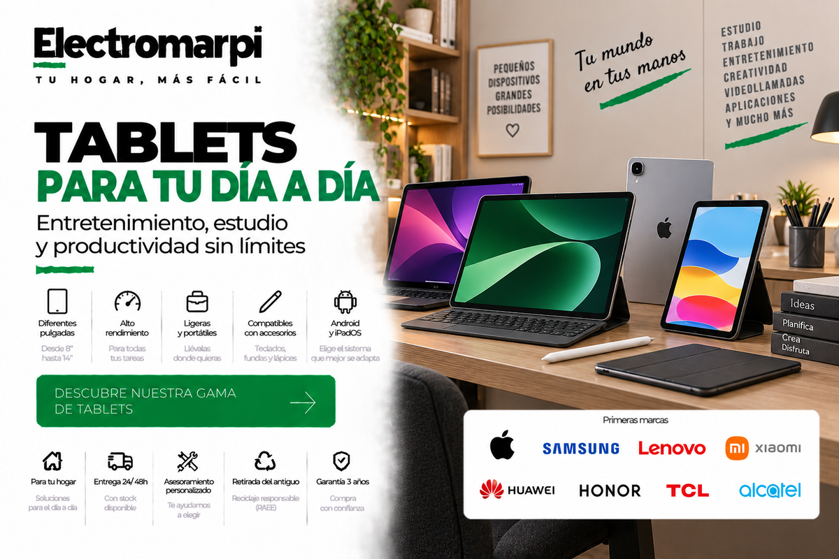 Tablets para estudio, trabajo y entretenimiento con distintos tamaños y configuraciones - Electromarpi