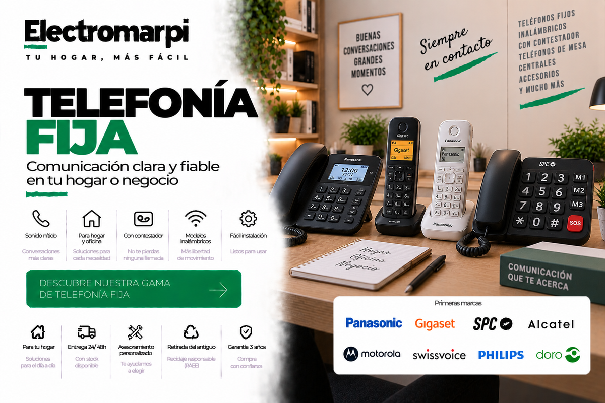 Telefonía fija con teléfonos de sobremesa e inalámbricos para hogar y oficina - Electromarpi