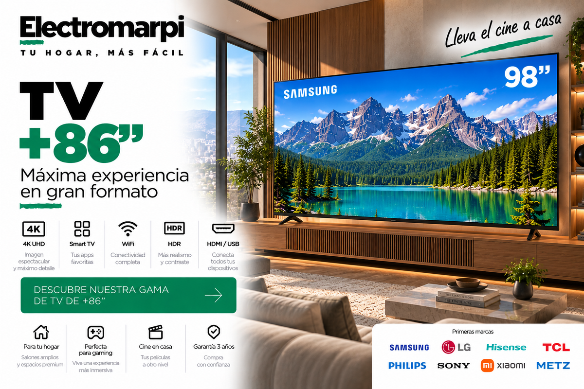 TV de 86 pulgadas o más con 4K, Smart TV, MiniLED, QLED y OLED según modelo - Electromarpi