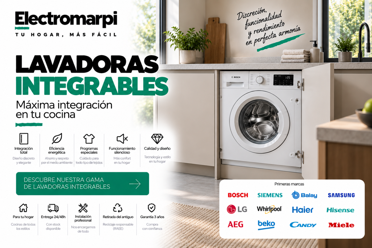 Lavadoras integrables para cocina con diseño discreto y eficiente - Electromarpi