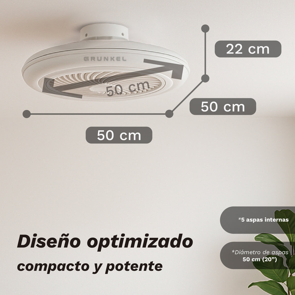 Ventilador de techo 20" Grunkel SKYWIND-20B