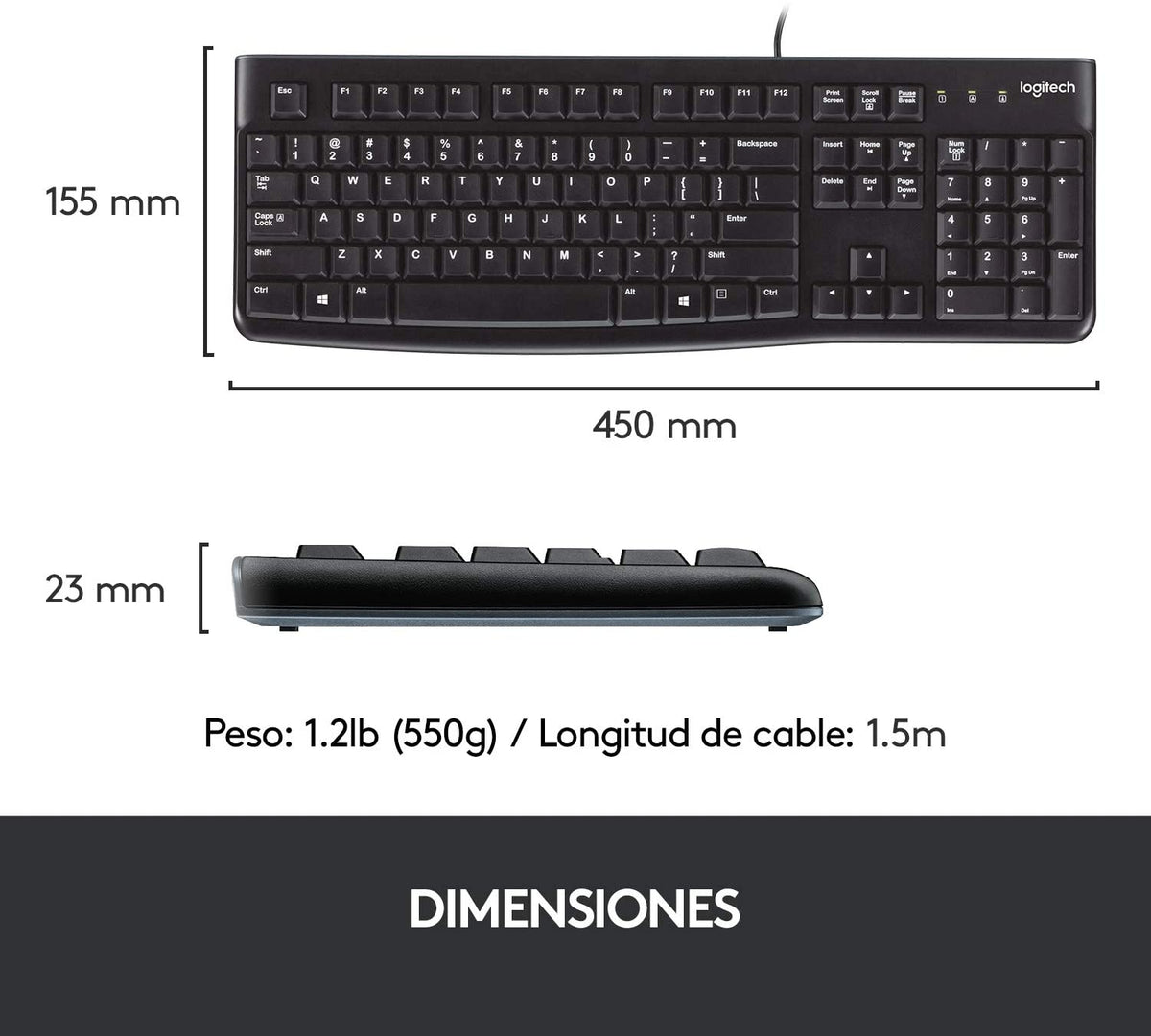 TECLADO+RATON LOGITECH MK120 CON CABLE USB