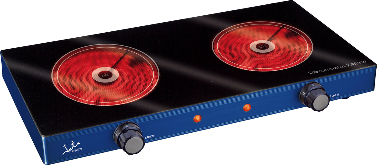 HORNILLO JATA V142 2F VITRO PERF.AZUL 2400W 16,5CM