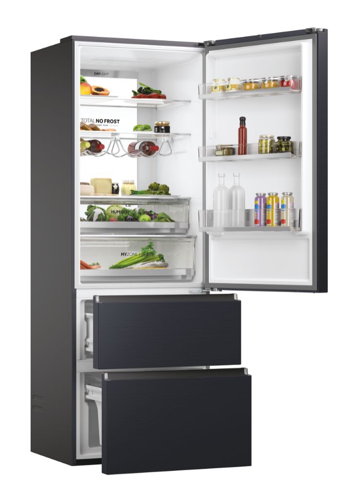 Frigorífico combi Haier HTW7720ENMB – detalle de conservación y equipamiento