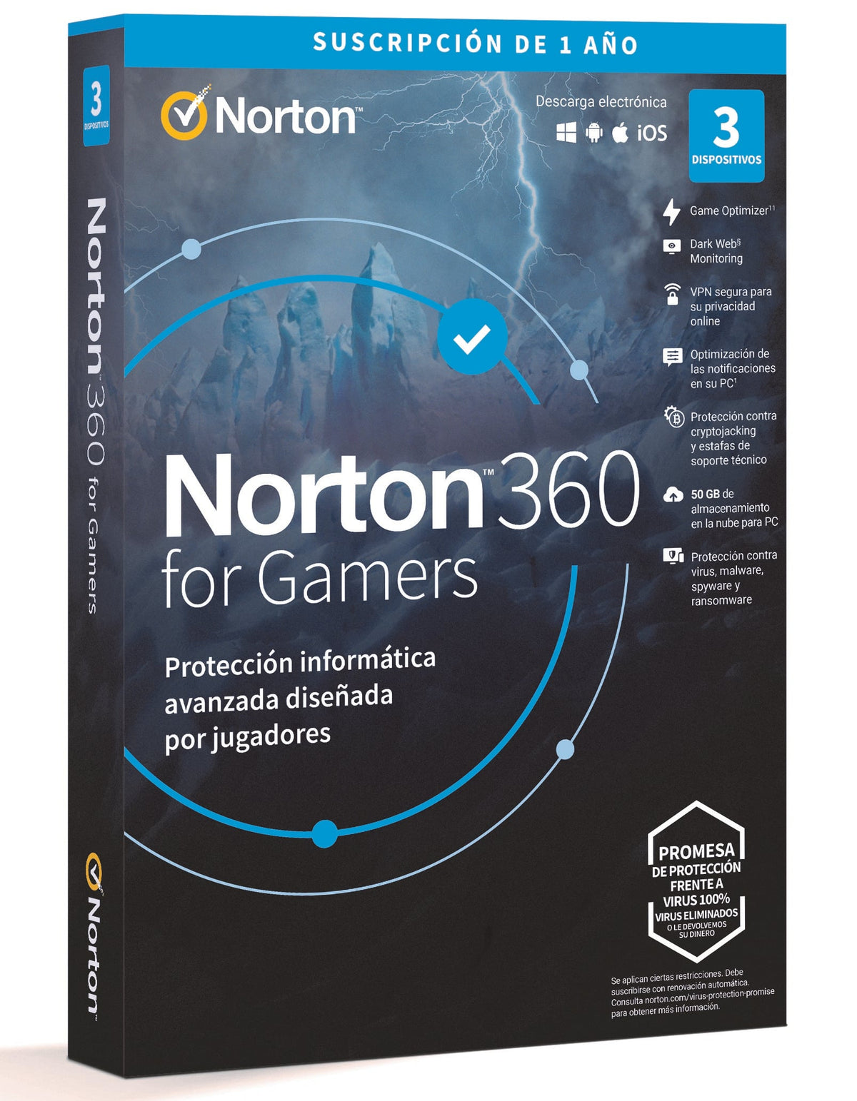 ANTIVIRUS NORTON 360 GAMERS 50GB 1 USUARIO 3 DISP