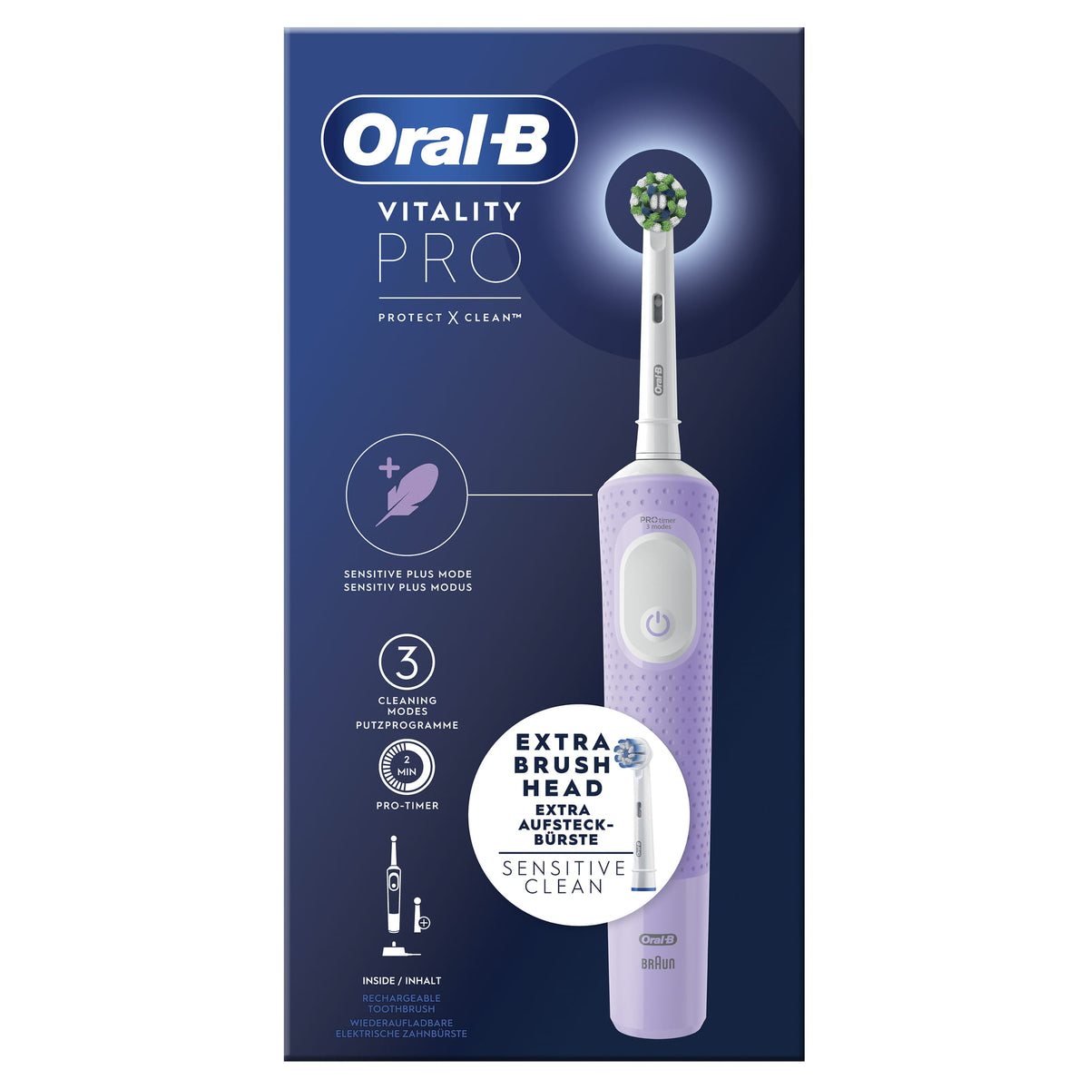 DENTAL ORALB VITALITY PRO MORADO 2 CABEZALES
