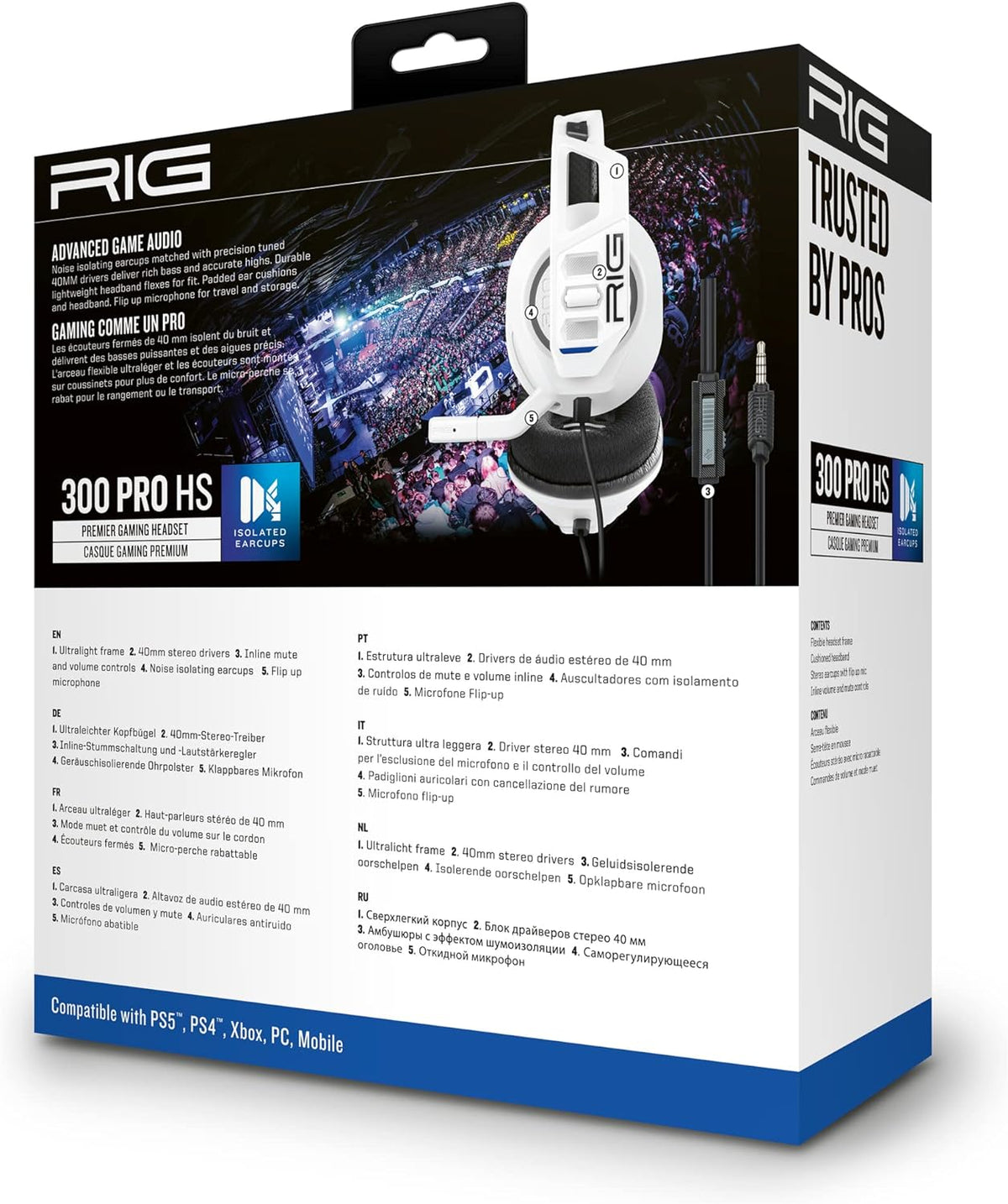 AURICULARES NACON RIG 300HS PS5 /PS4 BLANCO GAMING