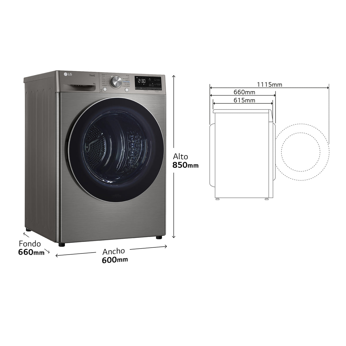SECADORA LG RH90V9PV2N 9K BC INOX DSP WIFI (A+++)
