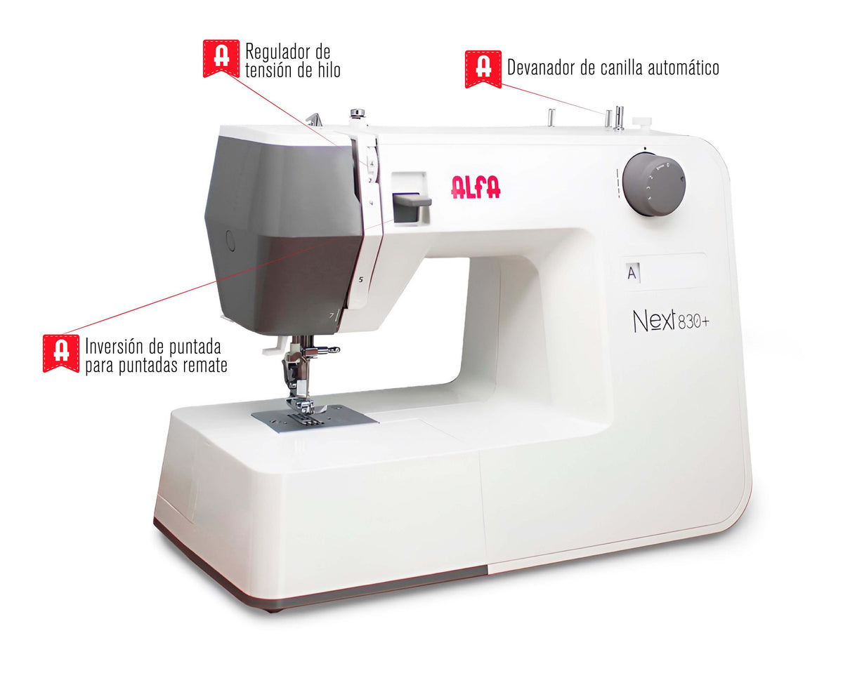 MAQUINA COSER ALFA NEXT 830+ ENHEBRA AUTO 19PUNT