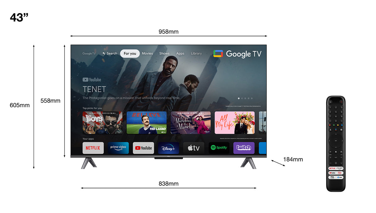 TV TCL 43" 43C649 UHD QLED GOOGLETV GAME MASTER