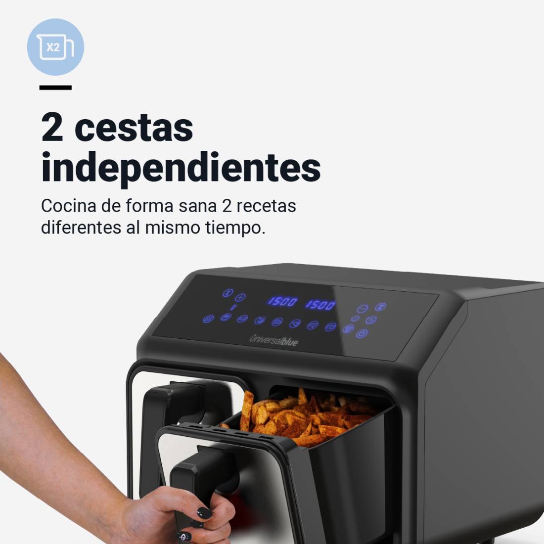 FREIDORA AIRE U.BLUE 6008DB DOBLE DIG 2X4=8LTS