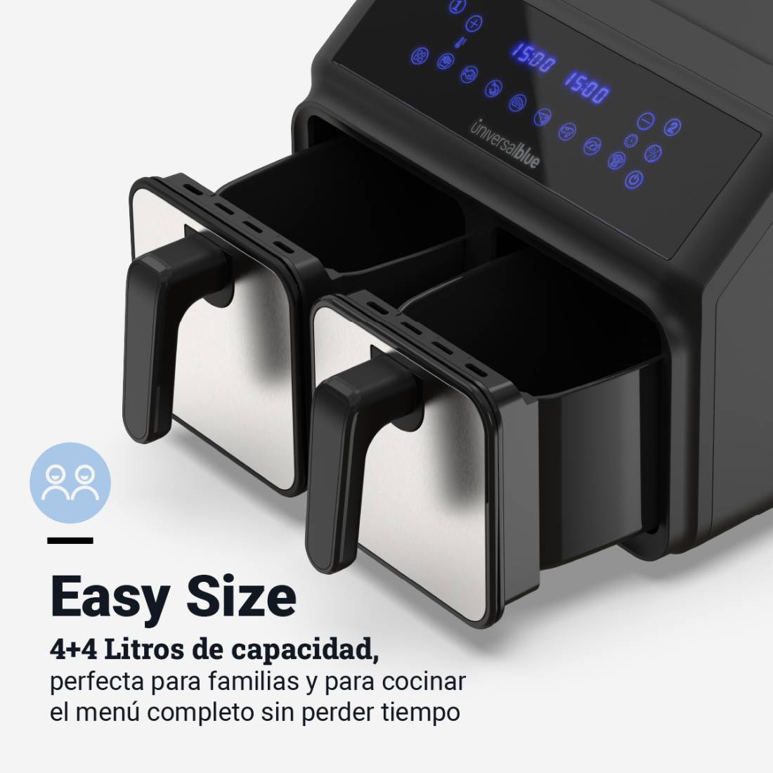 FREIDORA AIRE U.BLUE 6008DB DOBLE DIG 2X4=8LTS