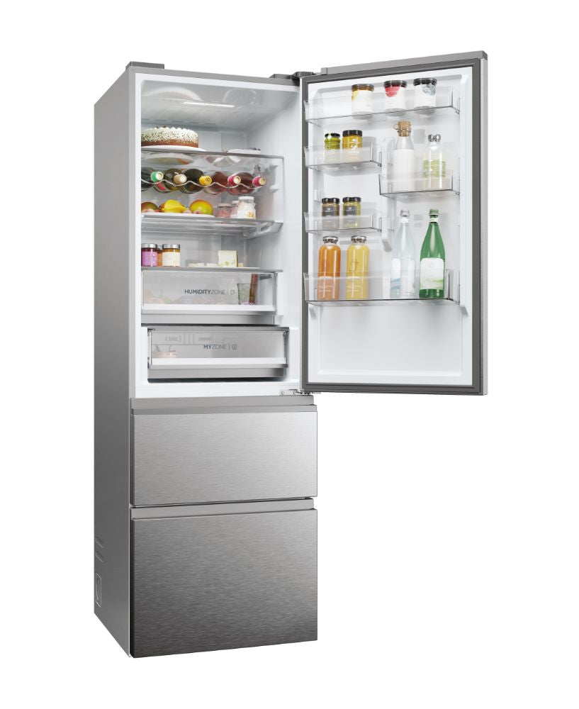 Frigorífico combi Haier HTW5618CNMG – distribución de estantes y compartimentos
