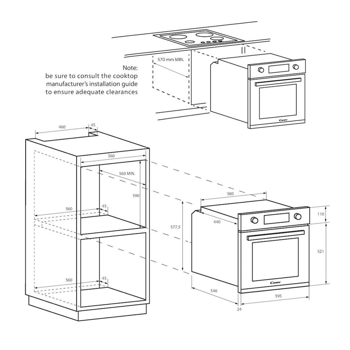 HORNO CANDY FIDCX532 70L GT MULTI INOX