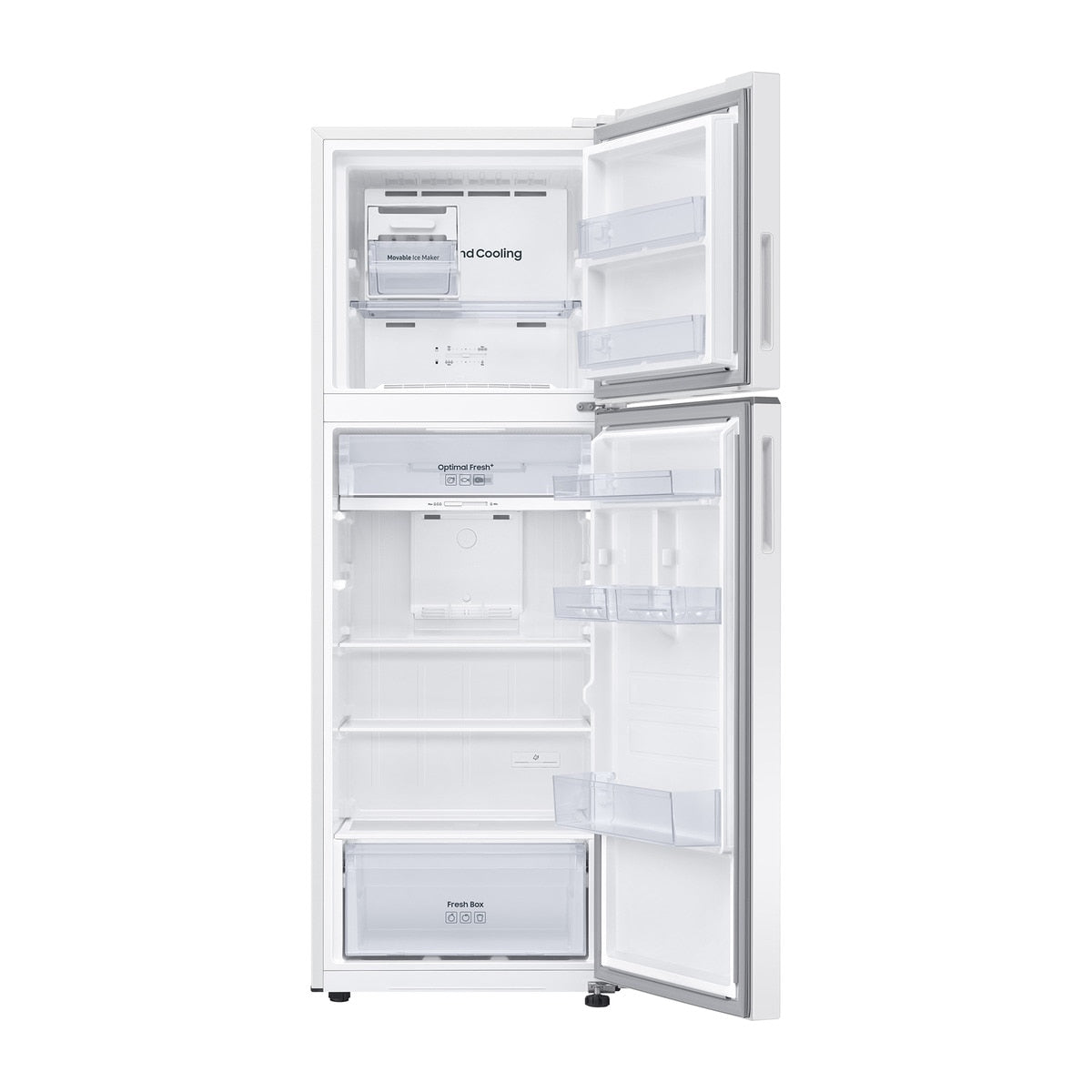 Samsung RT31CG5624WW/ES – vista en perspectiva del frigorífico blanco