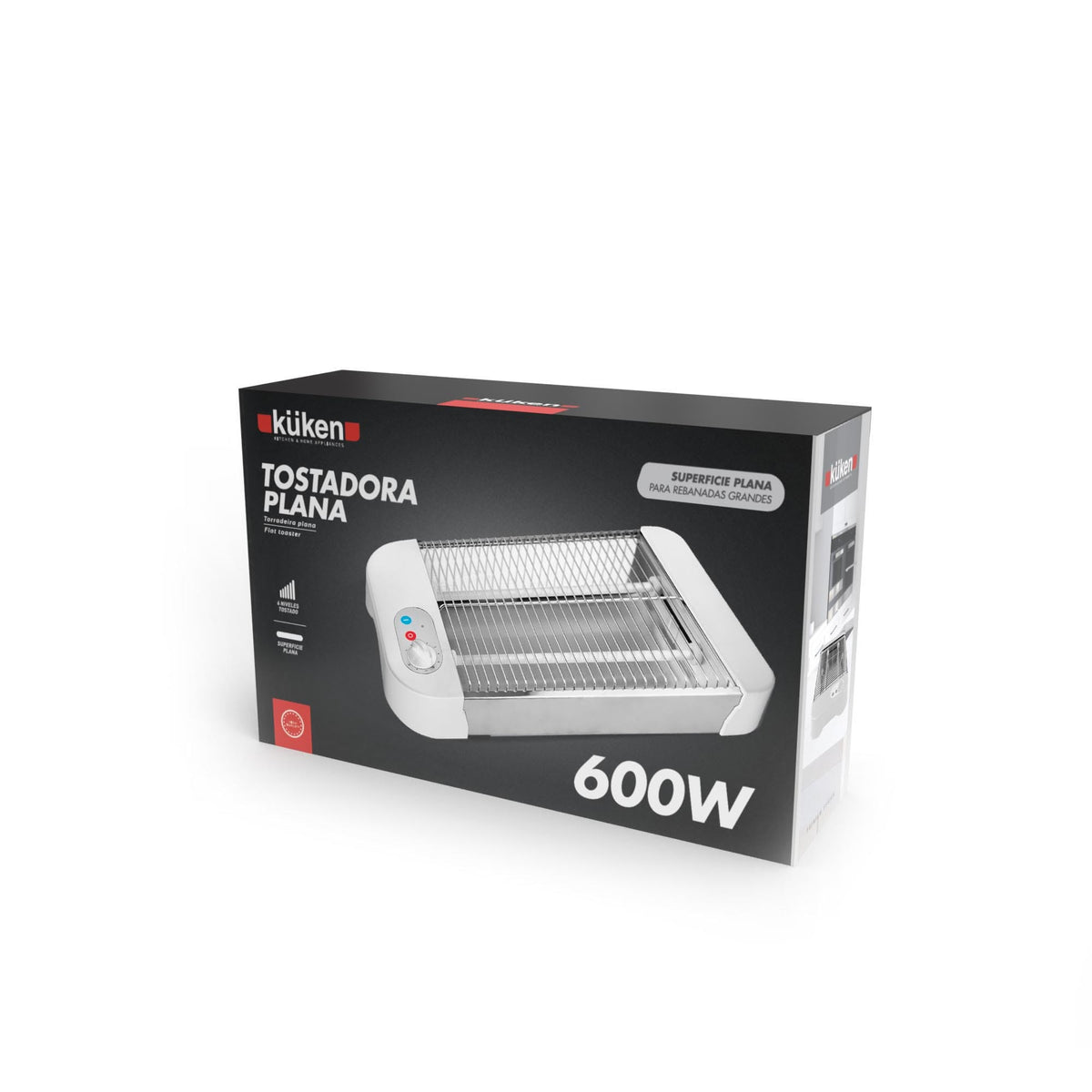 TOST. KUKEN 30742 PLANO INOX/NGRO  600W