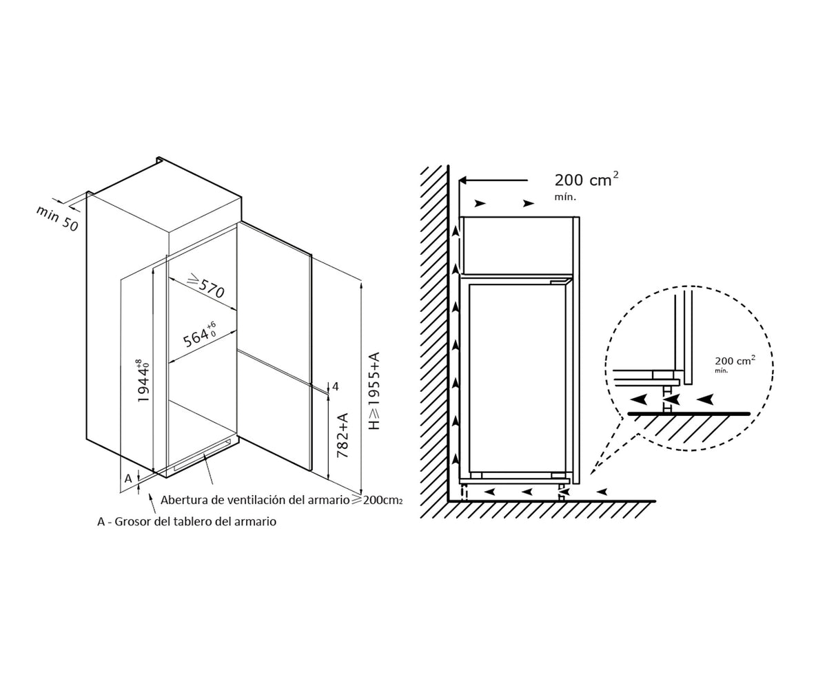 Fotografía adicional del frigorífico combi integrable Artica COOLTECHIN194E, imagen de la galería 3