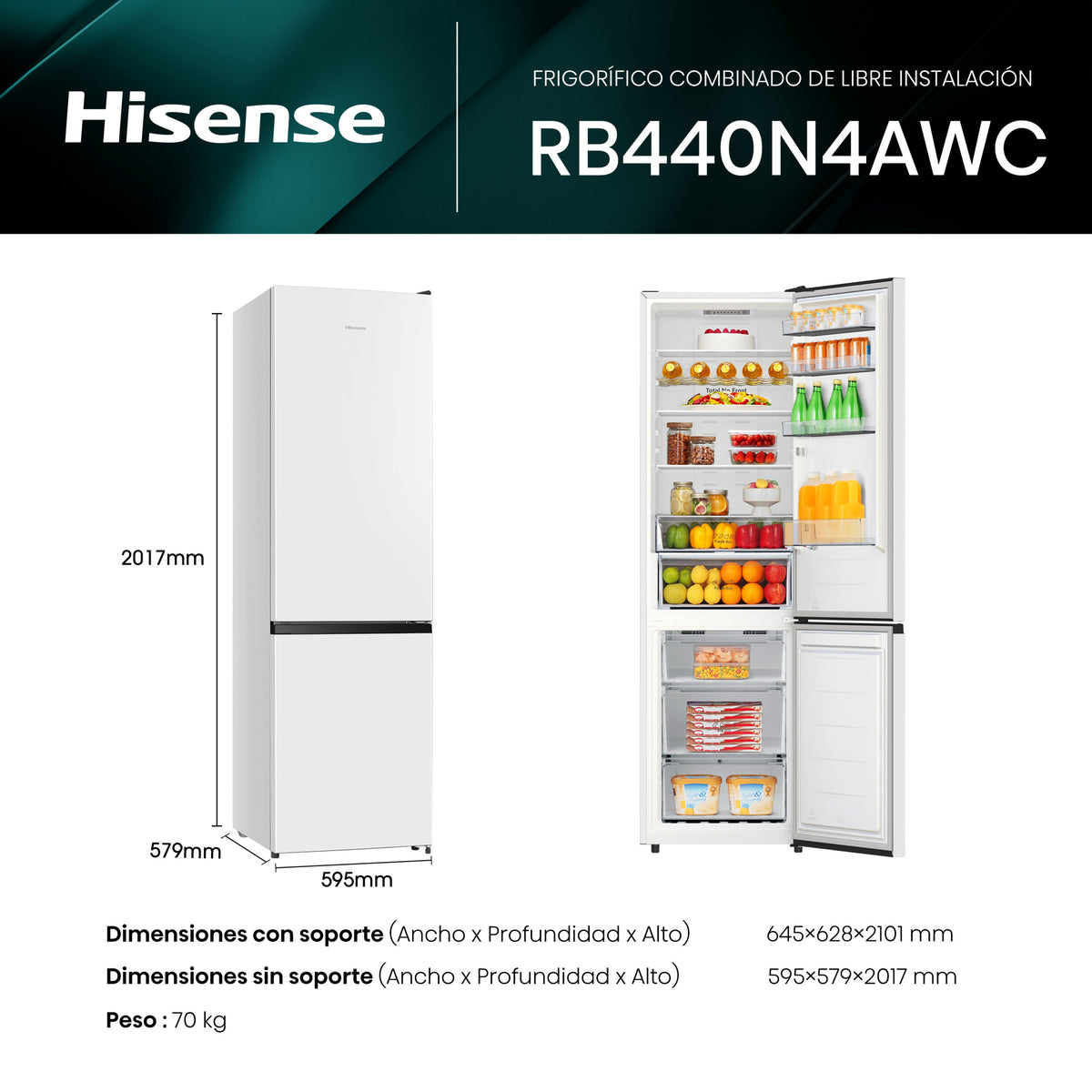 Hisense RB440N4AWC – tecnología Inverter y control de humedad