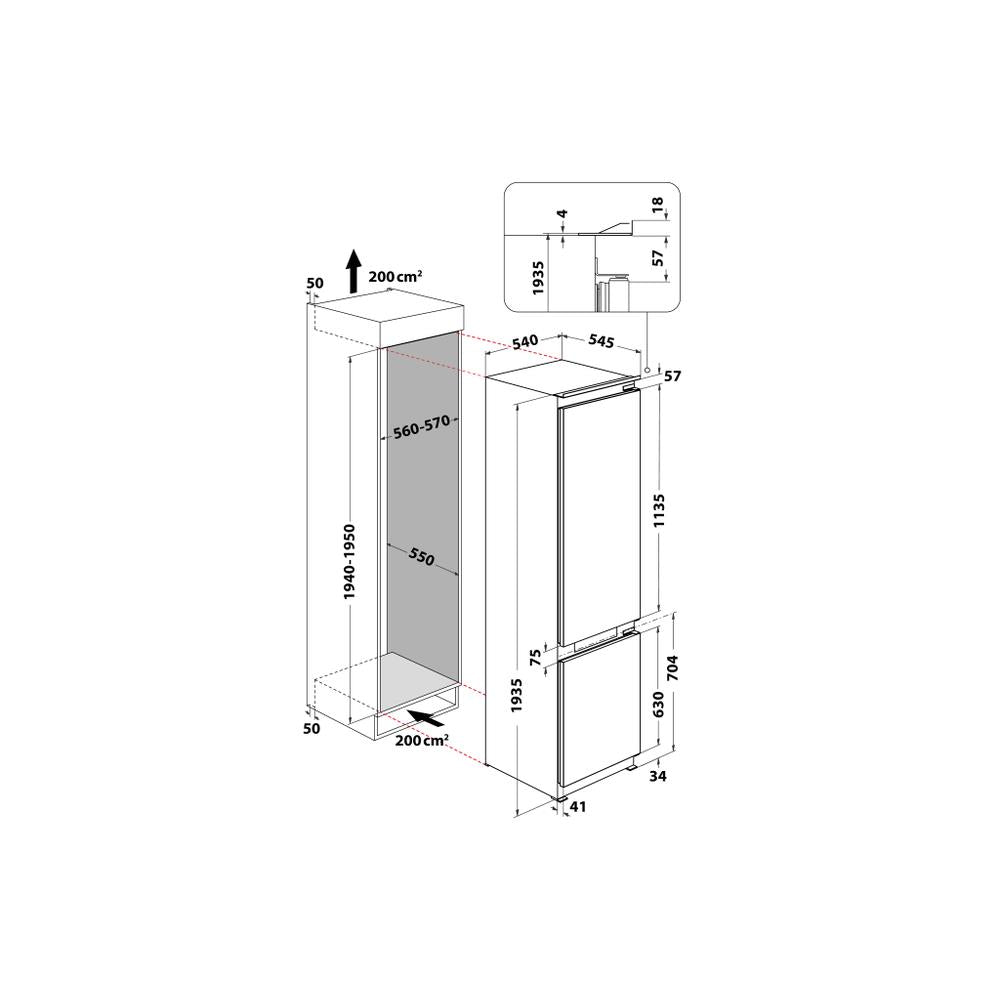 Fotografía adicional del frigorífico combi integrable Whirlpool WHC20T152, imagen de la galería 6