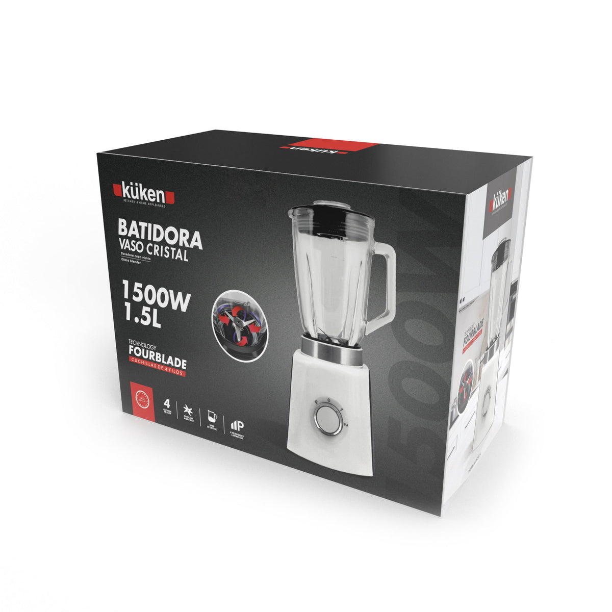 BATID. VASO KUKEN 39968 CRISTAL 1,5L 1500W BLANCA