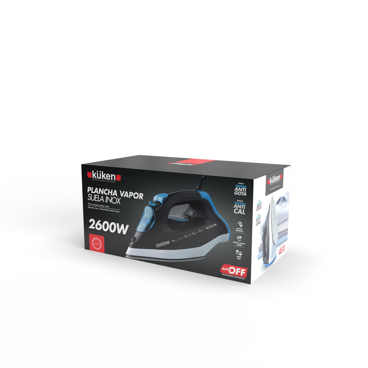 PLANCHA KUKEN 36089 2600W SUELA INOX AUTO OFF