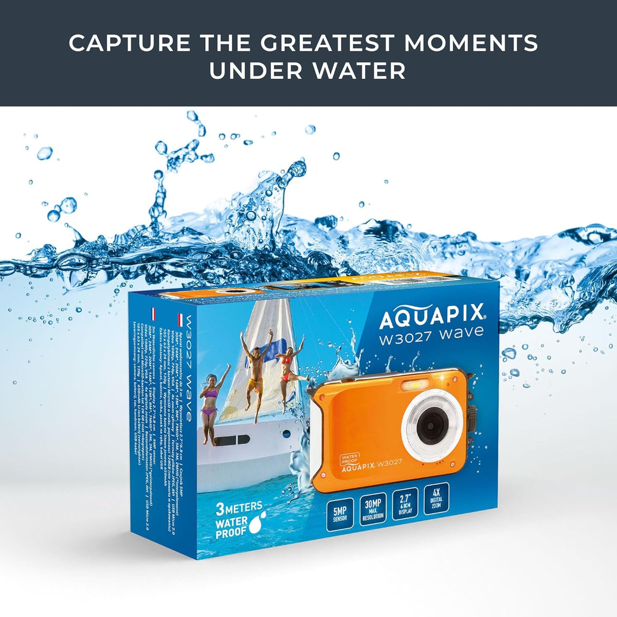 CAMARA AQUAPIX W3027 SUNSET ORANGE SUMERGIBLE