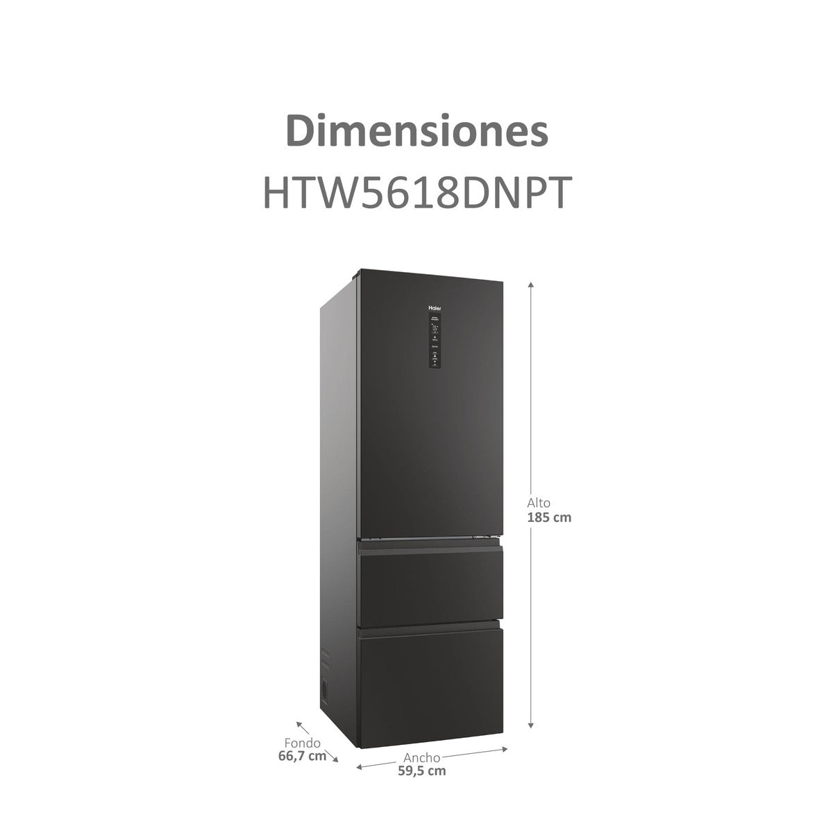 Frigorífico combi Haier HTW5618DNPT – distribución de estantes y compartimentos