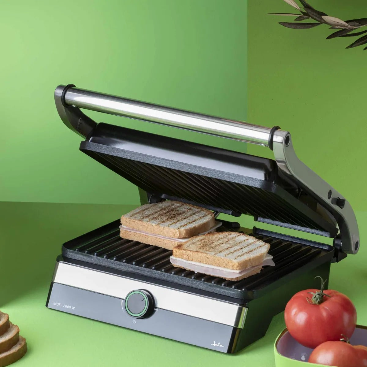 GRILL JATA JEGR1596 2000W 180º 29X23,6C RAYAS INOX