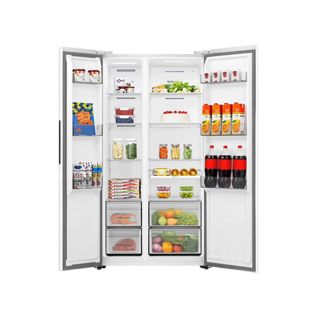 Hisense RS3P538NEWE – vista frontal del frigorífico Side by Side
