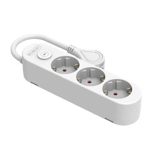 REGLETA SILVERSANZ 3 TOMAS BLANCA INTERRUPTOR 1.5M