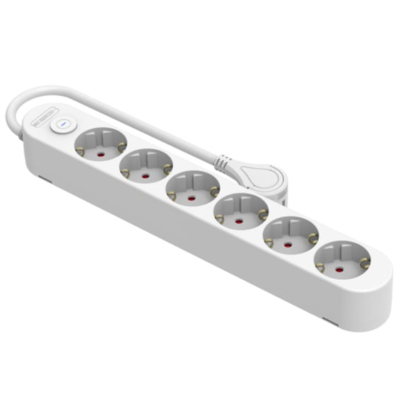 REGLETA SILVERSANZ 6 TOMAS BLANCA INTERRUPTOR 1.5M