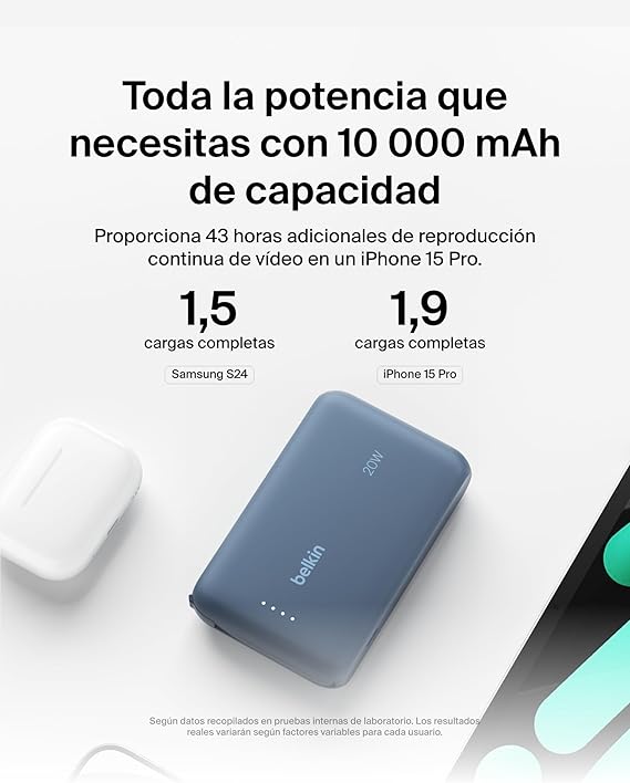 POWERBANK BELKIN 10K CABLE INTEGRADO USB C 20W AZ