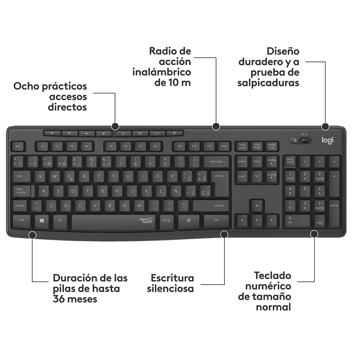 TECLADO + RATON LOGITECH MK295 WIRELESS USB SILENT