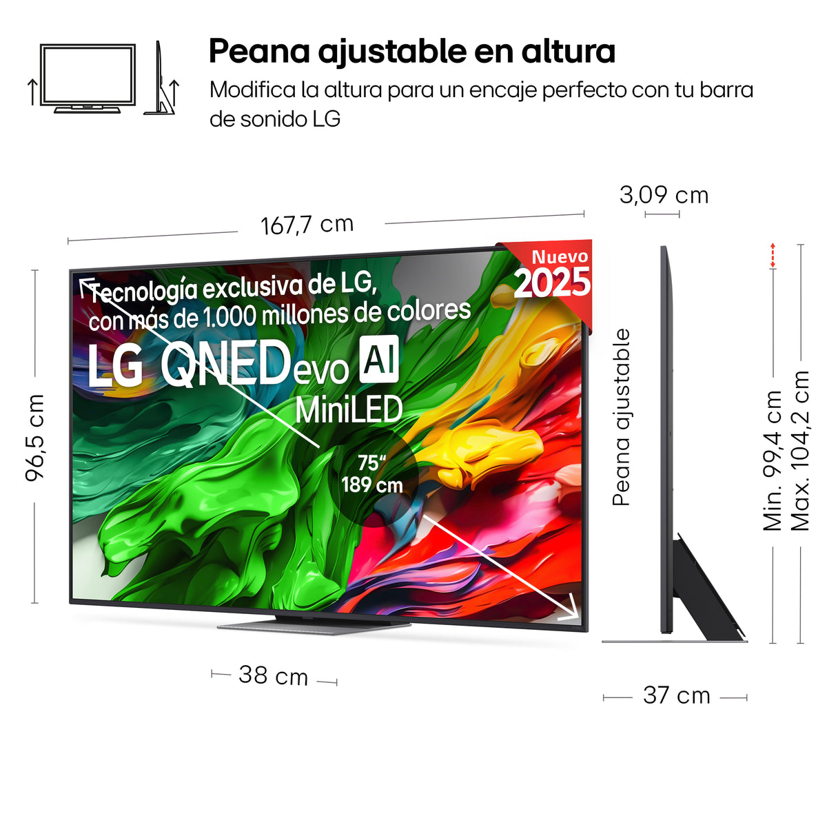 TV LG 75" 75QNED87A6B UHD QNED EVO MINILED ALFA8