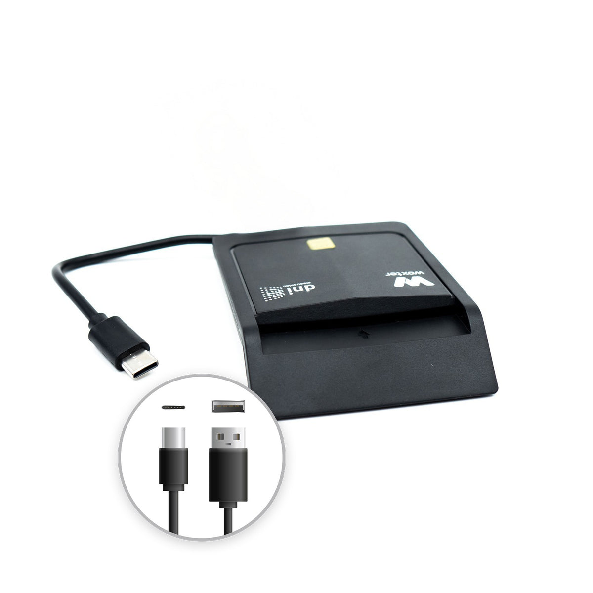 LECTOR DNI WOXTER USB-C+ADAP. NEGRO