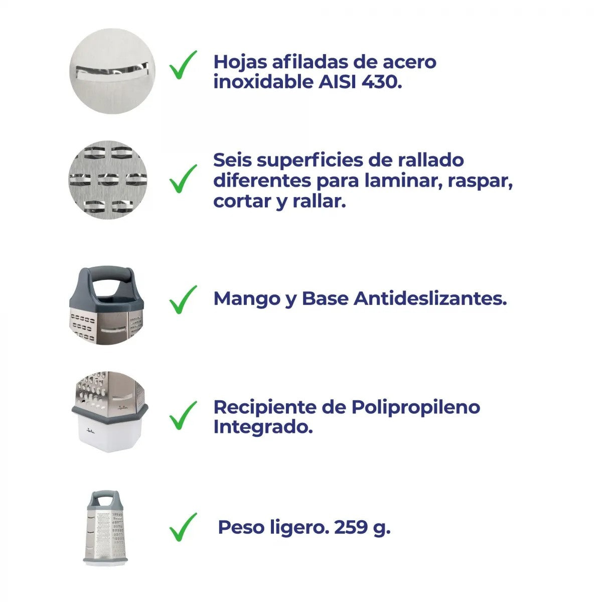 RALLADOR JATA HRAL3269 MANUAL 6 LADOS RECIPIENTE