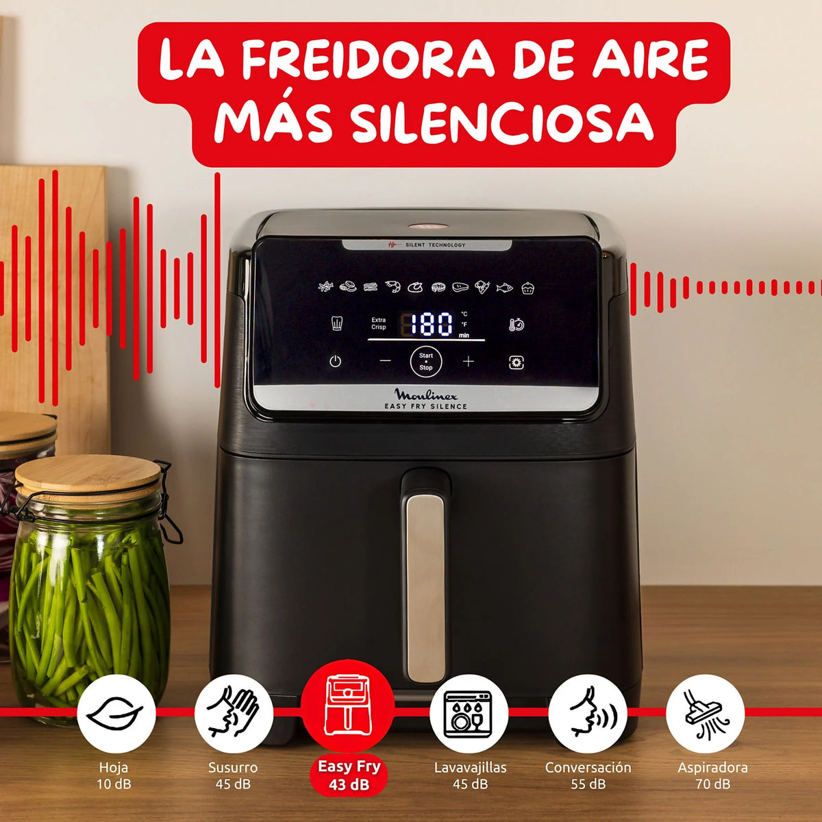 FREIDORA AIRE MOULINEX EZ8428 1800W 7L SILENCE