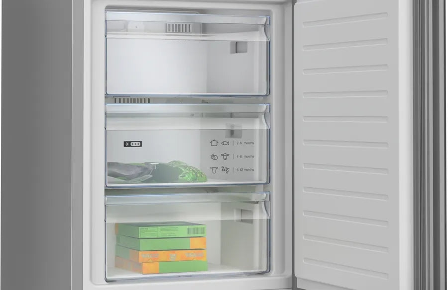 Frigorífico combi Balay 3KFD855BI – distribución de estantes y compartimentos