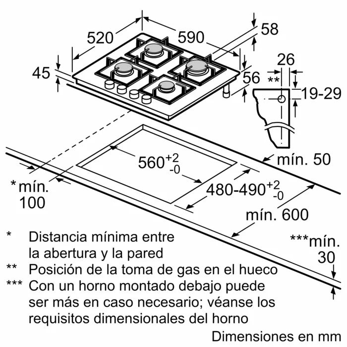 ENCIM. BOSCH PPP6A6I10 60CM 4F GAS NAT