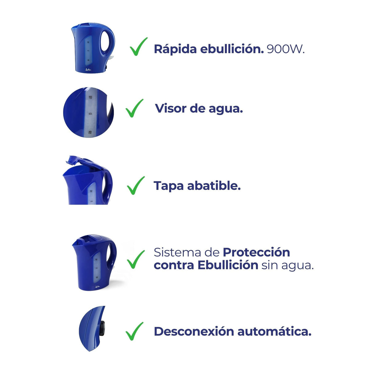 HERVIDOR JATA JEHA5106 1L 900W AZUL VISOR