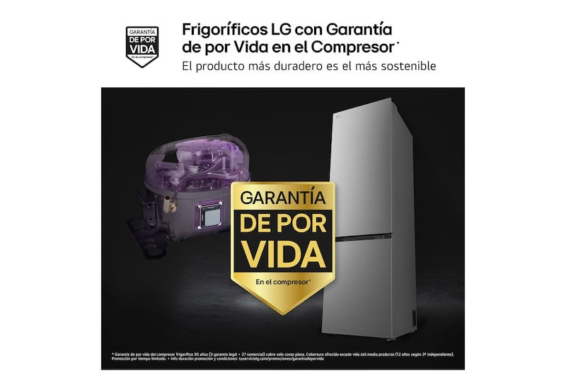 Frigorífico combi LG GBBSJ2CCPY – distribución de estantes y compartimentos