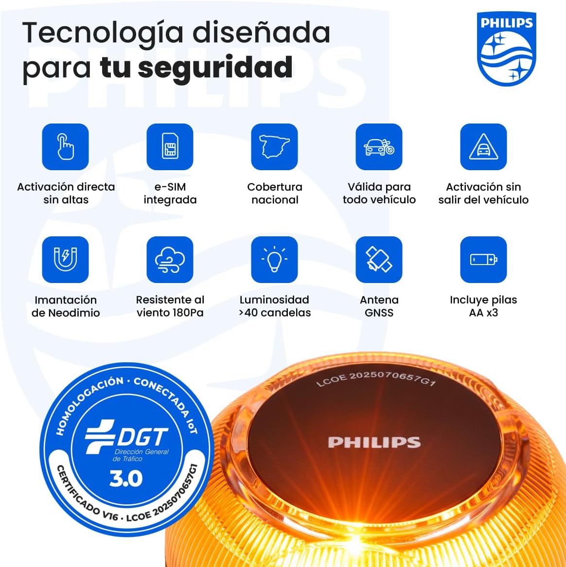 BALIZA GEOLOCALIZABLE PHILIPS V16 HOMOLOGADA DGT