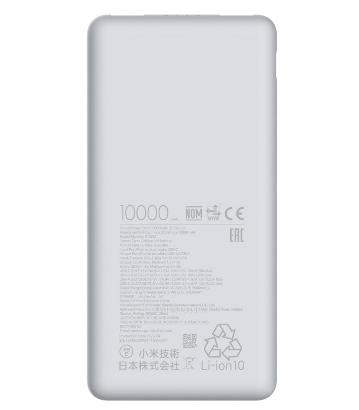 POWERBANK XIAOMI 10K 2XUSB C + 1XUSB A