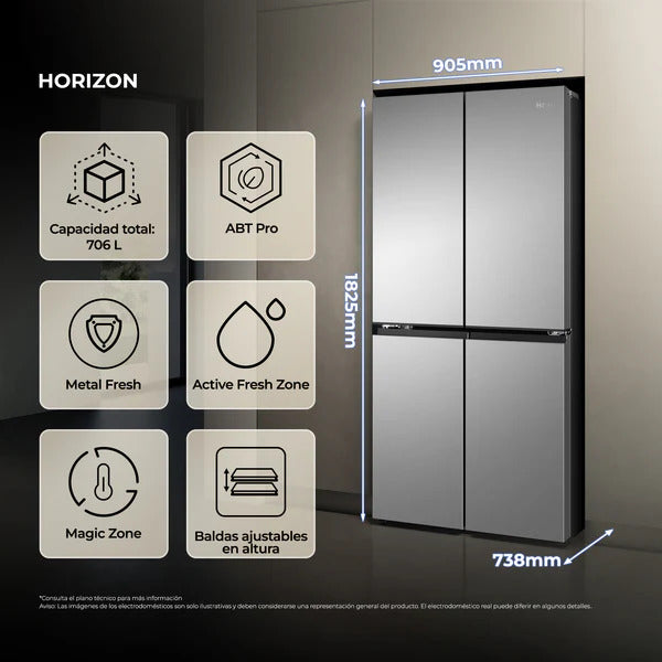 FRI. HAIER HCR59F18DNMM 182x91 4P NF DSP INOX HORI