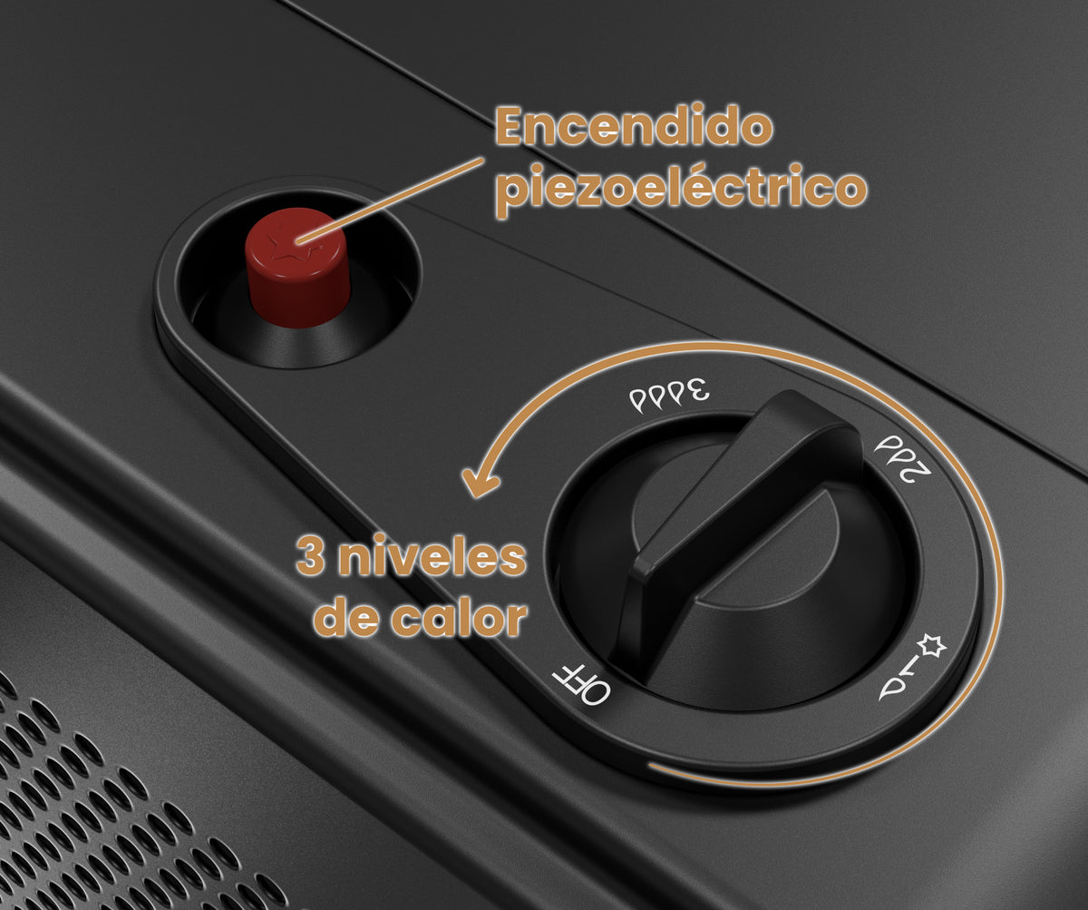 ESTUFA GAS ARTICA AEA3800N LLAMA AZUL 3800W NEGRO