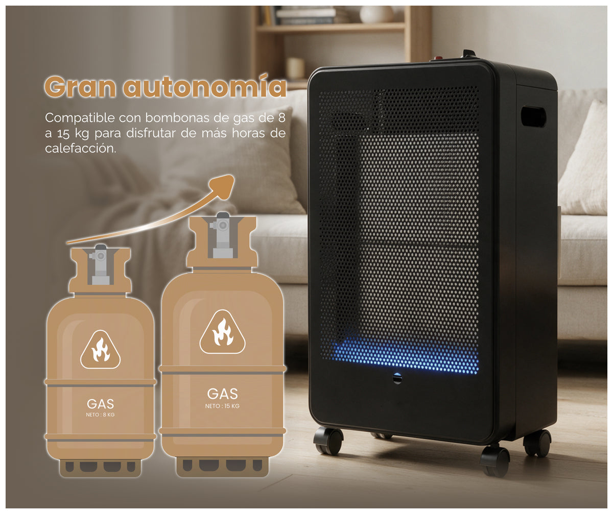 ESTUFA GAS ARTICA AEA3800N LLAMA AZUL 3800W NEGRO