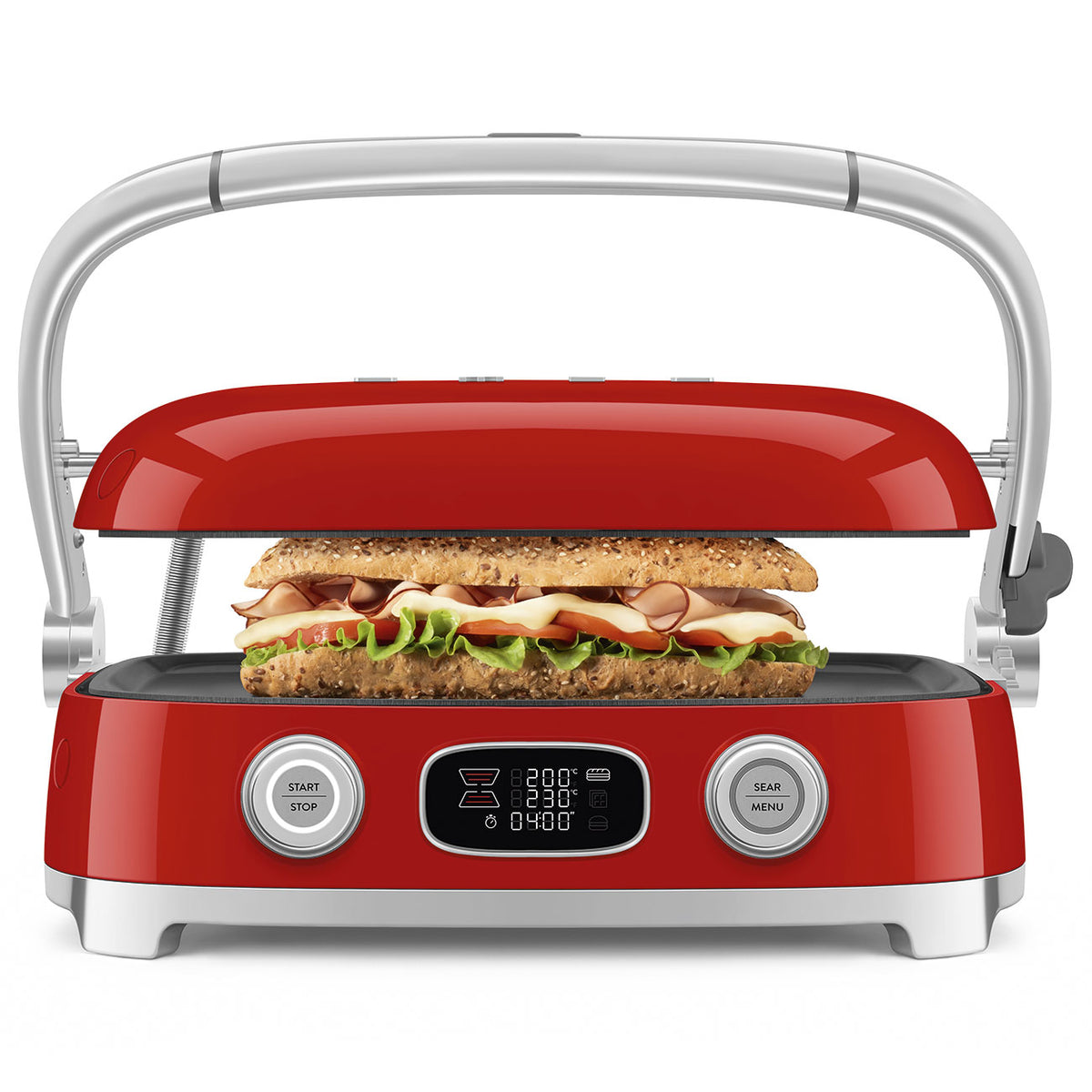 GRILL SMEG MGF01RDEU ROJO 2000W 4 PLACAS INTERC.