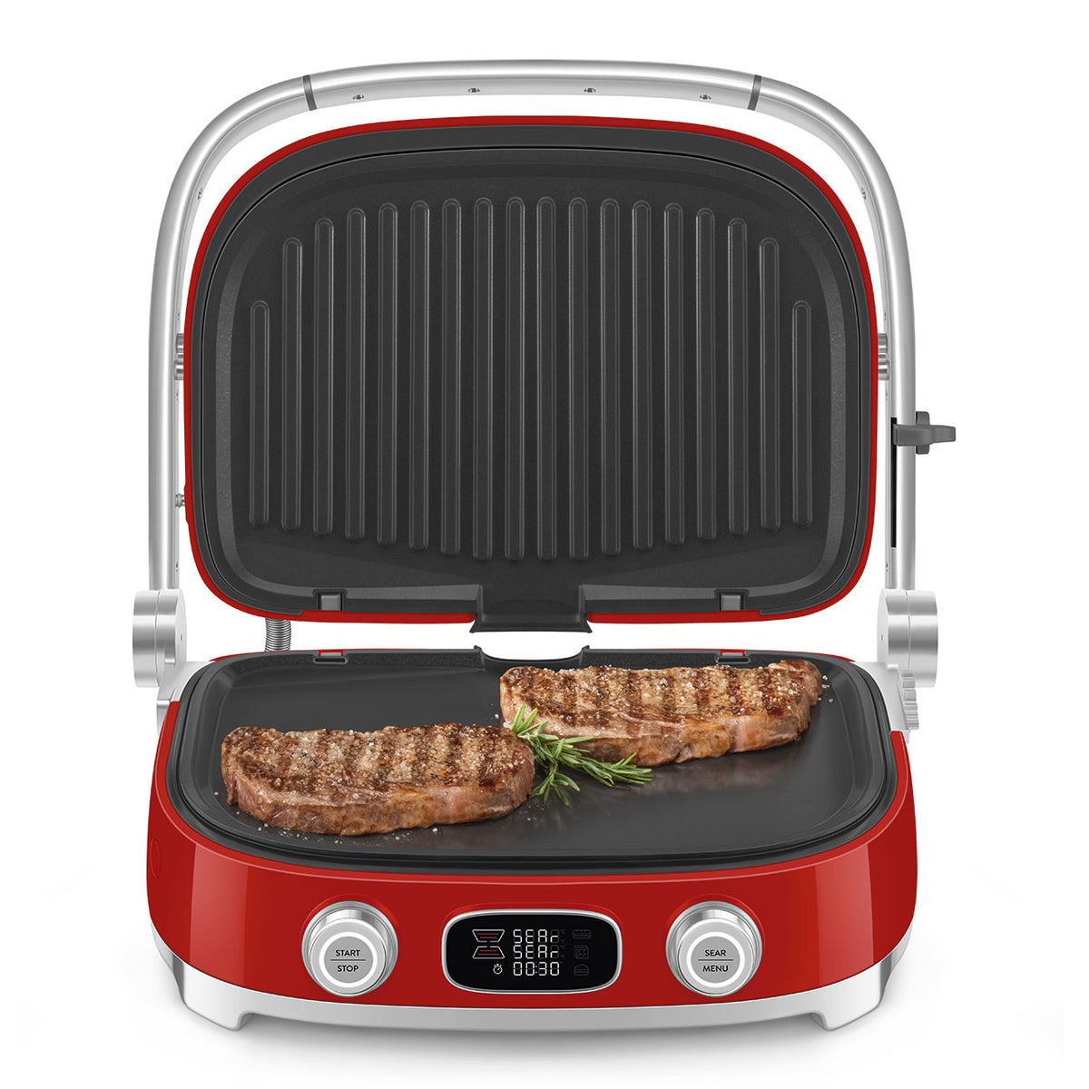 GRILL SMEG MGF01RDEU ROJO 2000W 4 PLACAS INTERC.