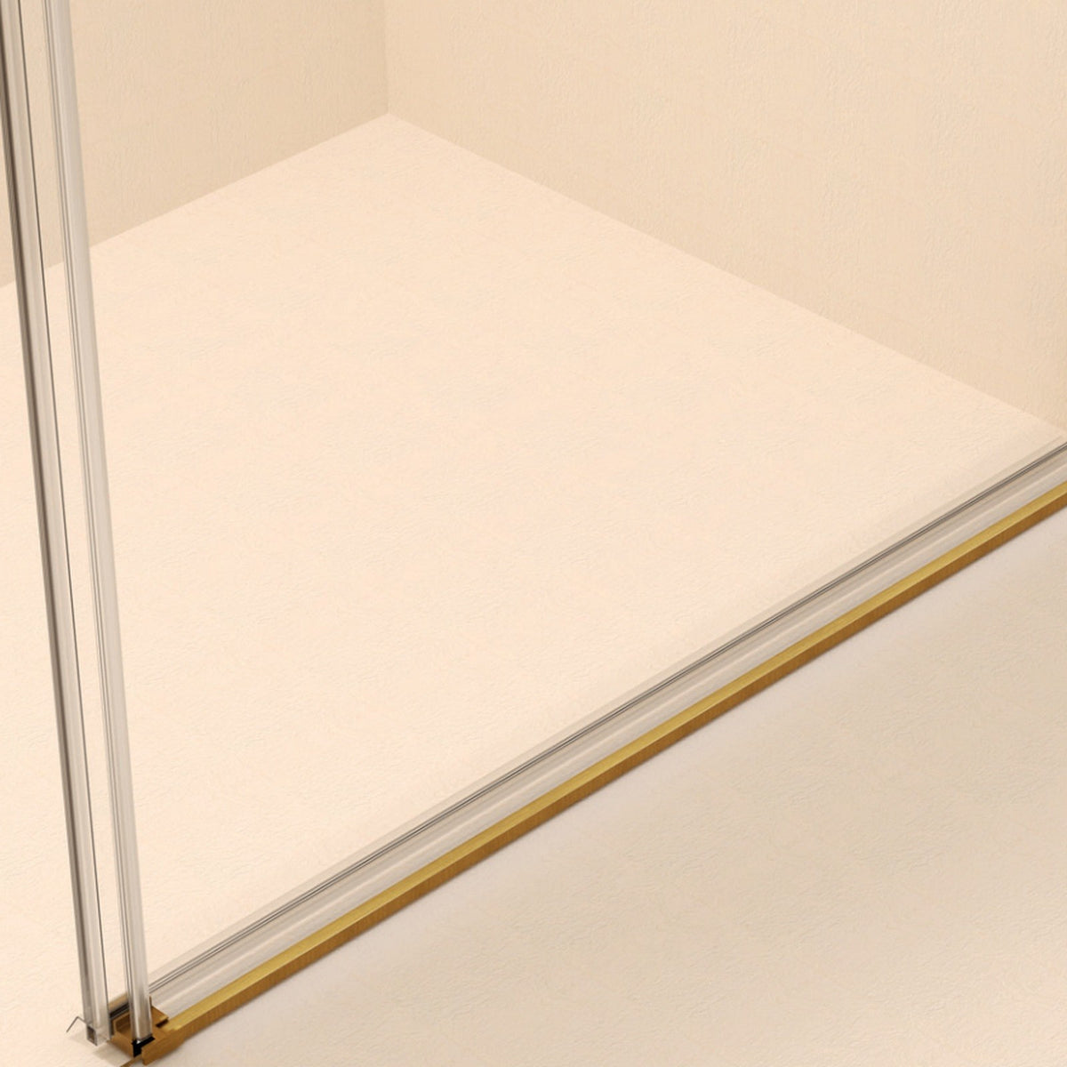 Mampara de ducha frontal Stylo 1 fijo + 1 corredera Oro Cepillado SB_X