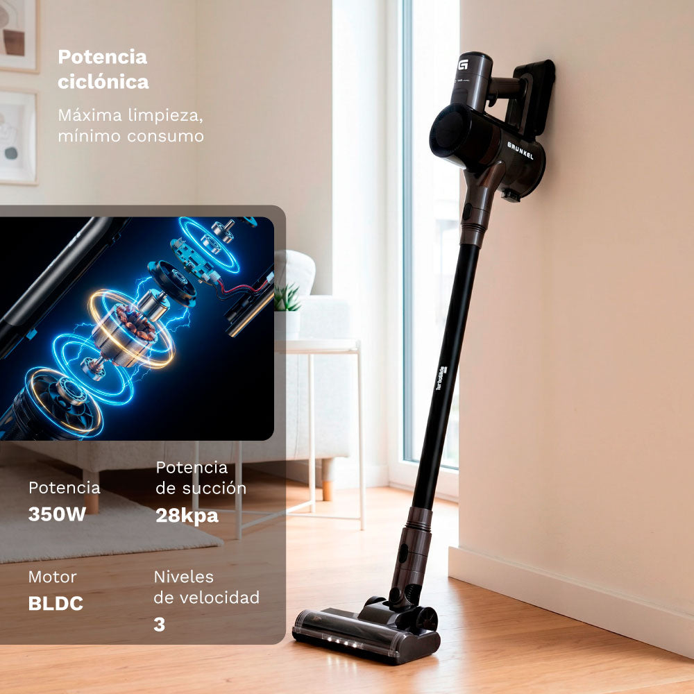 Aspirador escoba sin cables 28 kPa con autovaciado Grunkel ASP-N28ST